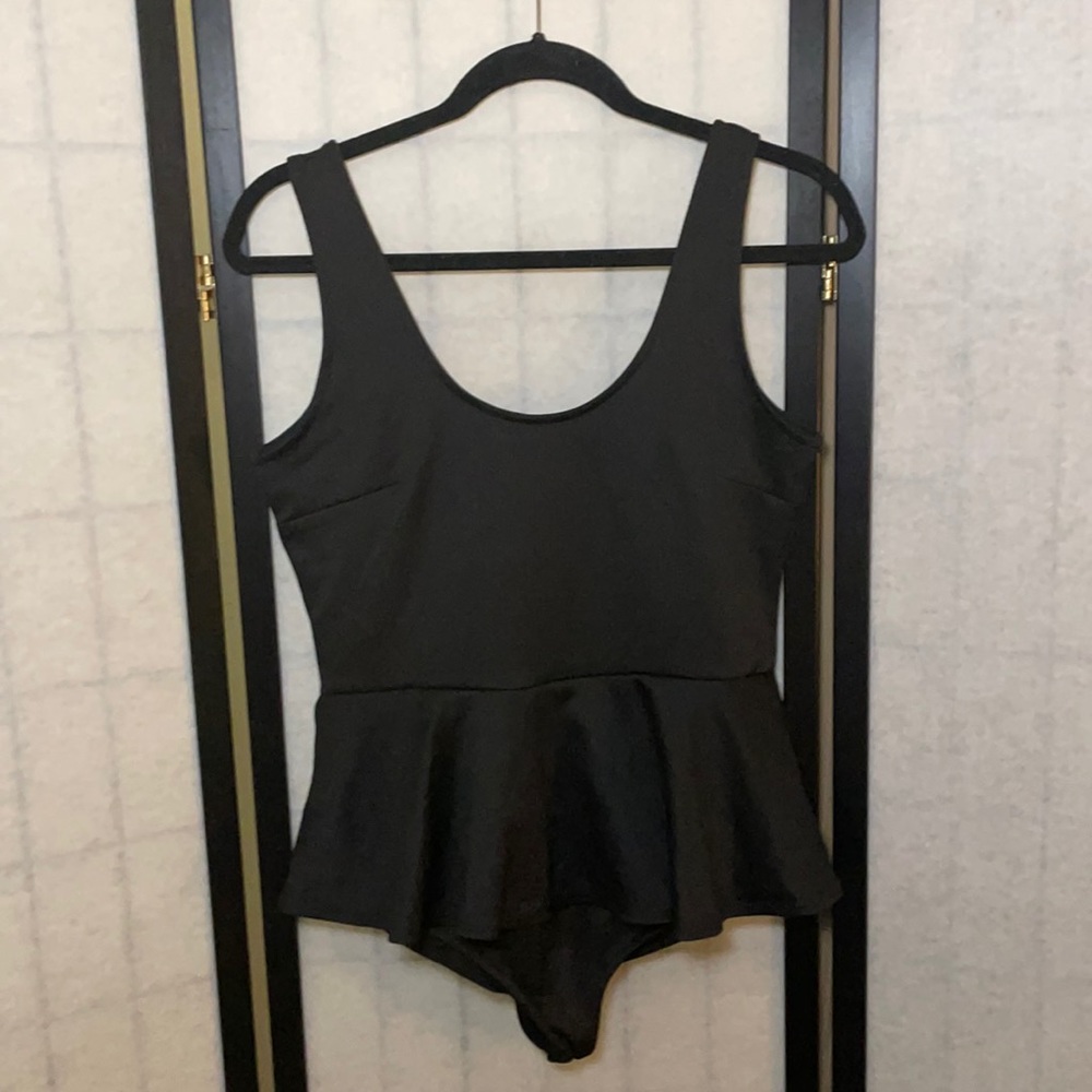 FOREVER 21 Black Bodysuit Peplum Tank 3 for $25